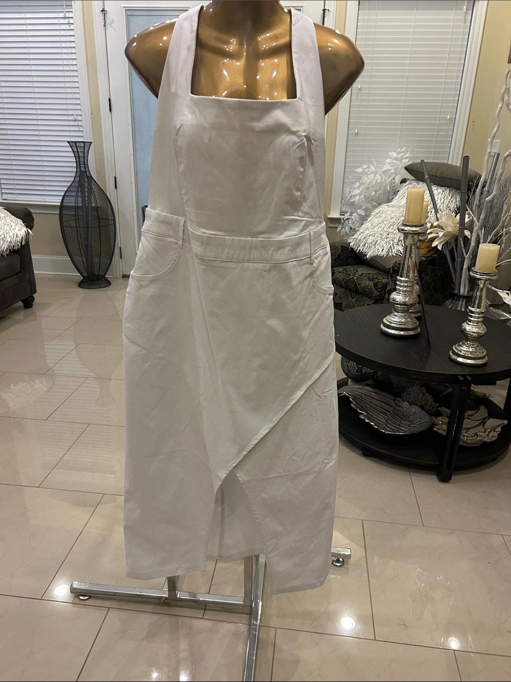 like an angel White Sleeveless Wrap-Front Midi Dress